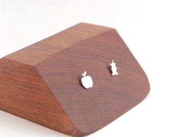 Quirky Apple Studs, Silver Apple Earrings,Apple Studs,Mismatched Studs, Apple Earrings,Fruit Jewelry,Quirky Studs,Apples Studs,Teacher Gift