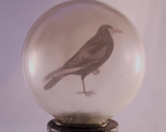 Mystic Raven Glass Orb Decoration//Halloween Home Decor//Raven Collectibles