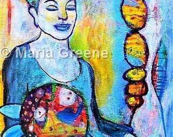 Large original painting, spiritual art, contemplation, meditation, acrylic painting