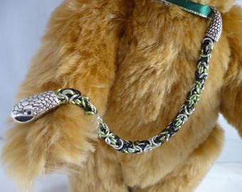 Snake clasp byzantine chain maille bracelet
