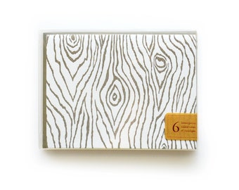 Faux Bois - set of 6 letterpress cards