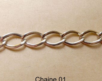 Chain in shiny silver metal, various patterns