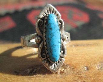 Turquoise and Sterling Silver Ring Size 6