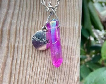 Purple Aura Quartz Strength Necklace