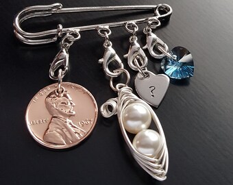 Wedding Tradition Pin-Something Old, Something New, Something Borrowed, Something Blue-Gift for the Bride, Swarovski Crystal Heart & Pearls