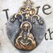 Soldered Immaculate Heart of Mary or Sacred Heart of Jesus Pendant Filigree Bail Raw Brass Blessed Mother Altered Art Supplies Craft Supply
