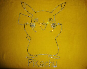 Pikachu Pokemon Rhinestone T-shirt