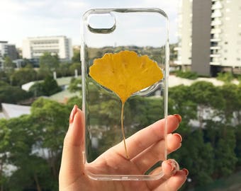 Handmade phone case/ pressed flower phone case/ pressed leaf phone case/ dried flower phone case/ iphone cases/ iphone 6, 6s/ 7, 7s plus
