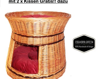 Katzenhaus Katzenbett Katzenturm Katzenmöbel Upcycling Katzenturm Weide Willow Wicker Katzenhaus Pet-Haus Kissen und Versand kostenlos
