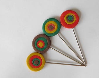 Blocking Pins, decorative polymer clay T pins