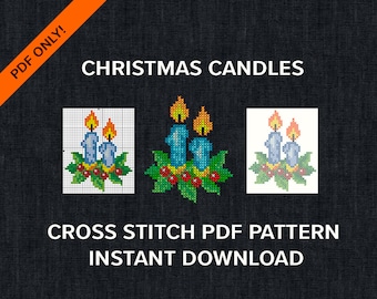 Christmas Candles Cross Stitch PDF only for instant download