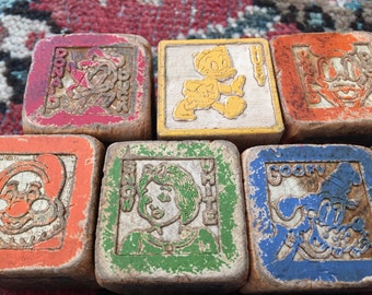 Vintage Disney Wooden Blocks- Childrens Blocks