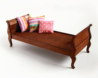 Doll daybed #1. Scale 1/6 YoSD, 1/4 MSD, 1/3 SD (bjd, barbie, monster high, momoko, blythe, obitsu, unoa, pullip, fashion doll furniture)