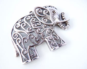 1 maxi pendant Elephant Ajoure 50 x 63 mm - silver