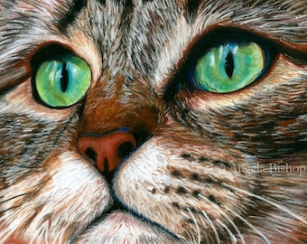 Tabby Cat Painting Print, Cat Print, Art Print, Reproduction, Cat, Pet, Portrait, 5 x 7, Realism, Giclee, Pastel, Painting, Fine Art