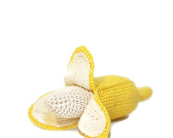 Crochet Banana Play Food Fruit Sensory toy Montessori toys Play Kitchen food Kitchen decor Toys for kids Eco friendly