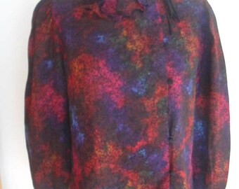 Danae Paris 100% Silk Jewel Tone Folded Pleated Neckline Blouse SZ. 40 UK 14 US 10