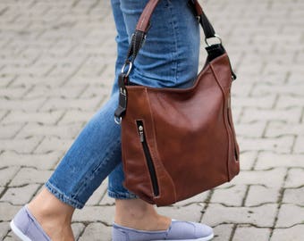LEATHER HOBO Bag, SHOULDER Bag, Leather Purse, Brown Women's Handbag, Leather Handbag, Everyday Crossbody, Leather Bag, Leather Laptop Bag
