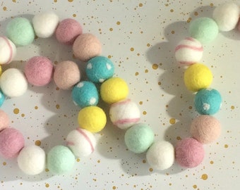 Spring in Pastels Felt Ball Garland