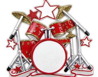 Drum Set Personalized Christmas Ornament
