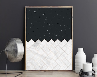 Ursa major print,Constellation , Astronomy , Constellations Print, Modern Wall Print, Galaxy Print,Black and white,Geometric print , Kids