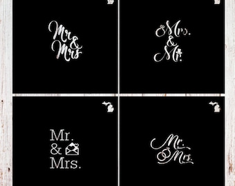 Just Married, 3 inch, Wedding, Bridal, Bride, Marry, Marriage, SILK SCREEN (mesh) or Plastic (acetate)