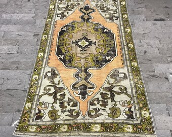 FREE SHIPPING! Turkish Rug 3.9x7.2ft Orange Oushak Rug Cappadocia Rug Salmon Turkish Runner Rug Handwoven Runner Rug Orange Oushak Rug