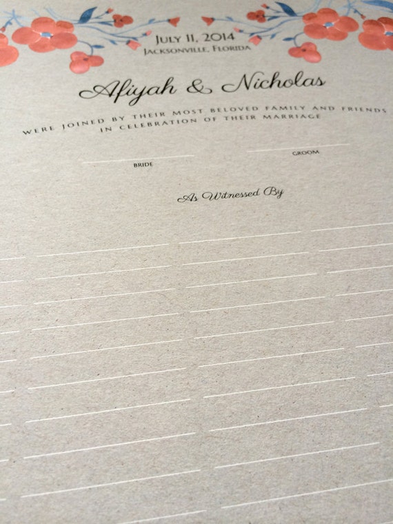 Modern Quaker marriage Certificate Wedding art print Custom