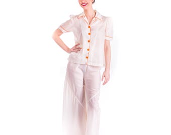 Rare 1940's Parachute Pajamas 30s 40's PJs Nightwear