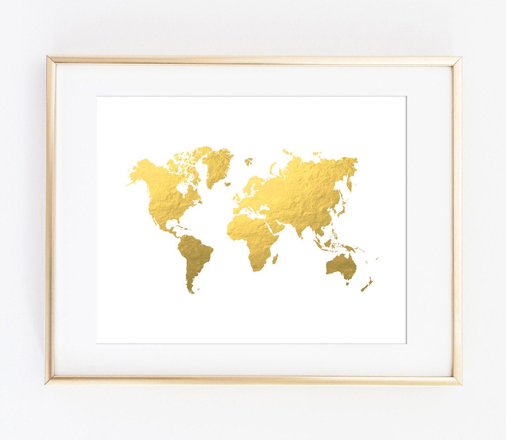world map print gold world map gold map printable art