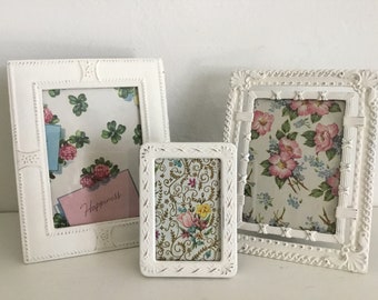 Photo Frame, Set of 3 Shabby Chic Picture Frames, Chalk Paint Photo Frame, Cottage Decor, Shabby French Decor, Desk Frames