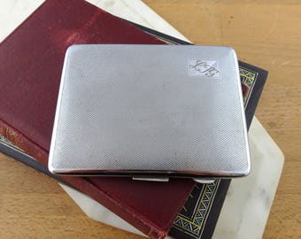 Vintage Cigarette Case, Art Deco Style, Aristocrat, Hill Shenstone Chromium Plated, Mid Century Business Card Case, Made in England