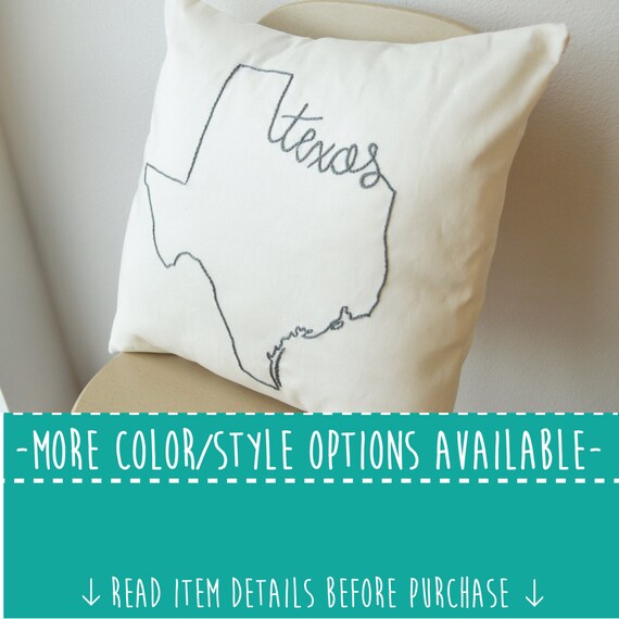 Texas State Embroidered Decorative Throw Pillow Cover United