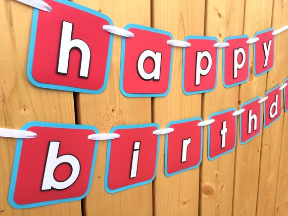 Custom Red And Blue Birthday Banner Custom Banner Birthday