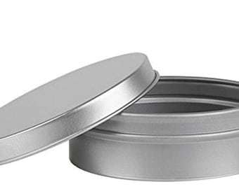 4 oz Flat Round Tin Container with Solid Slip Cover