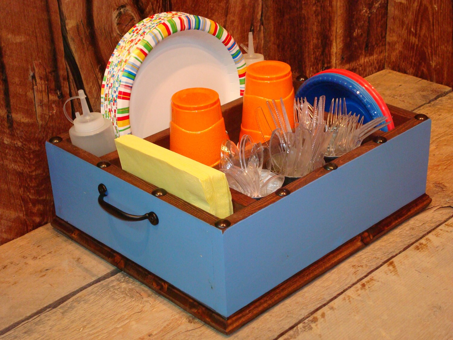Paper Plate Caddy Holder & Paper Plate And Utensil Caddy Picnic Time