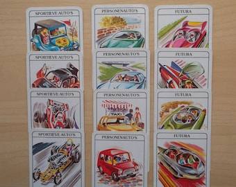 vintage children's quartet, vintage game, Dutch quartet, vintage toys, car quartet, papita quartet