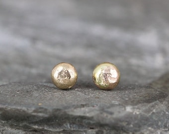 Gold Nugget Earrings - Freeform Stud Earrings - 14K Yellow Gold Nugget Earring - For Men or Women - Handmade Made in Canada