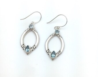 Blue Topaz Bali Design Earring
