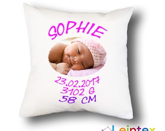 Cushion cover 40 x 40 name cushions birth baby No78