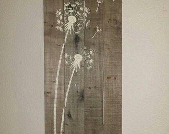 Rustic pallet sign with Dandelions