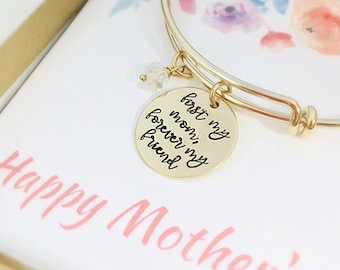 First My Mother, Forever my Friend - Mothers Day Gift Box - Gift for Mom from Daughter - Mother Gift - Mother Bracelet - Gold Mom Bracelet