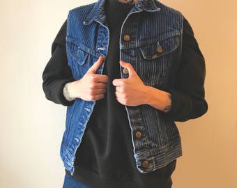 Ms Lee striped denim button up vest