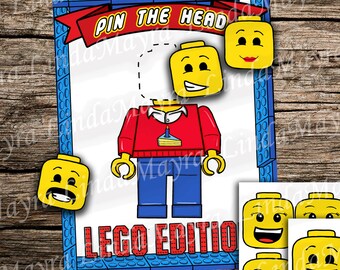 Lego inspired Pin the head game instant download