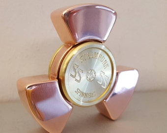 Ships NOW! The Phat Boy fidget spinner in POLISHED COPPER! Half Inch Thick Copper with Engraved Brass Bearing Caps. Deluxe edc spinner