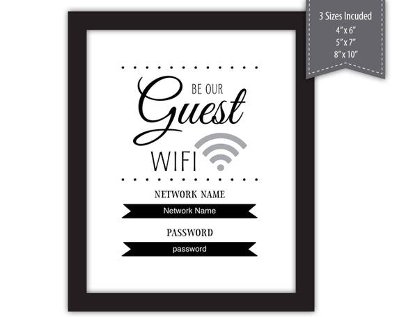 Be Our Guest WiFi Password Sign PDF Template Printable