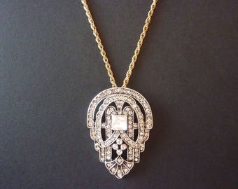 Art Deco Necklace Great Gatsby Necklace Art Nouveau Necklace Vintage Necklace Downton Abbey Downtown Abbey Gold Necklace Wedding Bridal