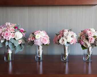 Personalized Glass Bridal Party Bouquet Vase, Customized Bridesmaid Gift, Wedding, Bride, Bridesmaids