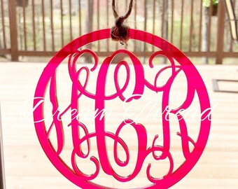 Acrylic Monogram Rear view Car Mirror Tag, car monogram, acrylic monogram (made to order)