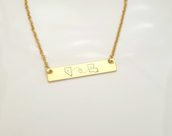 State Necklace, Long Distance Relationship, Bar Necklace, Girlfriend Gift, Best Friend Gift, Long Distance Gift, Gift for Her, Valentines